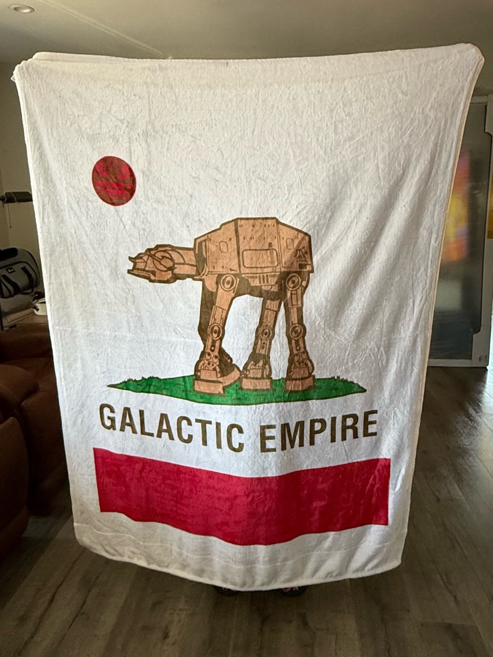 Galactic Empire Graphic Throw Blanket - White, Red, Green, Brown 6’x4’
